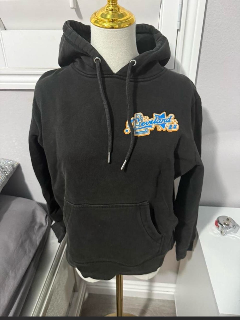 Black Pullover Hoodie with Cleveland Patch